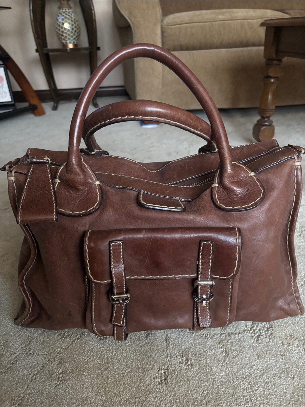 Authentic Vintage Chloé Edith Leather Satchel – Cognac